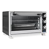 Amazon Basics 6-Slice 23-QT Toaster Oven with Built-In Air Fryer, 7-In-1 Cooking Options, 60-Min Timer & Adjustable Temperature (200℉ - 450℉), With Accessories, 1500W, Stainless Steel, Silver/Gray