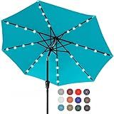 ABCCANOPY Durable Solar Led Patio Umbrellas with 32LED Lights 9FT (Turquoise)