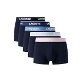 Lacoste Men's Cotton Stretch Essentials Trunks, 5-pack (Amazon Exclusives), Navy Blue/Albizia/Phoenix, Medium