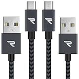 RAMPOW Micro USB Cable [2 Pack/3.3ft] QC 3.0 Fast Charging & Sync Android Charger, Braided Nylon Micro USB Cables for Samsung Galaxy S7/S6 and Edge, Note 6/5, Sony, Kindle, PS4 - Space Gray