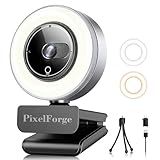 PixelForge 2K Webcam for PC with Microphone & Light & Privacy Cover, Web Camera for Desktop Computer/Laptop/Monitor/Mac, USB Streaming Camera for Zoom/Skype/Teams/Video Calling/Studying and Conference
