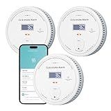 3-Pack WiFi Smoke and Carbon Monoxide Detector, Smart Smoke Detector Carbon Monoxide Detector Combo with 10-Year Battery and Sensor, LED Display, Fire Alarm Smoke Detector for Home