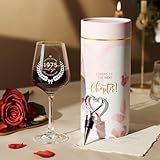 AW BRIDAL 50th Birthday Gifts for Women Her, Personalized 1975 Vintage Wine Glass Gift Set for 50 Year Old Birthday Decorations, Born in 1975 Gifts for Mom Dad Wifey Husband Sisters Friend Coworker