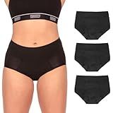 Bambody Absorbent Panty, Period Underwear for Women - Menstrual, Postpartum - Soft, Comfortable, Breathable Underwear - Medium, 3 Pack Black