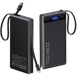 10000mAh Power Bank Built-in 2 Cables,40% Thinner 22.5W PD Portable Charger