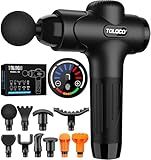 TOLOCO Massage Gun Deep Tissue, Percussion Massage Gun with 10 Replacement Heads, Super Quiet Portable Electric Massager for Athletes, Relax, Fathers Day Dad Gifts, Black