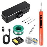 Larlarsa Cordless Soldering Iron Kit, 1100mAh Rechargeable USB-C Soldering Pen with LCD Screen, Portable Battery Powered Solder Iron for Electronics Repair, DIY Projects