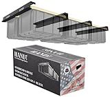 HANDT Overhead Garage Storage Rack, Connectable Heavy Duty Metal Ceiling Rails For Garage Storage Organization Shelving System, Hanging Racks For Tote Containers, Supports Up To 6 Bins, 4 Sets Black