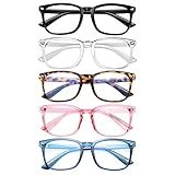 AIMISUV 5 Pack Reading Glasses for Women Men, Blue Light Blocking Computer Readers UV Glare(Multicolor, 1.5x)