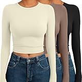 AUTOMET 3 Pack Womens Long Sleeve Shirts Y2K Going Out Crop Tops Cute Basic Slim Fitted Fall Fashion Outfits 2026 Clothes ApricotCoffegreyBlack S
