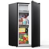 Upstreman 3.2 Cu.Ft Mini Fridge with Freezer, Black-BR321