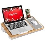 LAPGEAR Home Office Lap Desk with Device Ledge, Mouse Pad, and Phone Holder - Oak Woodgrain - Fits up to 15.6 Inch Laptops - Style No. 91589