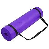 Fitvids 1/2-Inch Thick High Density Foam Exercise Yoga Mat with Carrying Strap, For Cushioning The Body Against Hard Floors, Purple