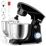 OSTBA Stand Mixer, 5QT+5.5QT Two Bowls Electric Kitchen Mixer, 10+P Speed Dough Mixer with Whisk, Beater & Dough Hook, Dishwasher Safe, Black