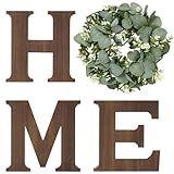 Mkono Home Sign Wall Decor, Farmhouse Wood Letters Eucalyptus for O, Brown