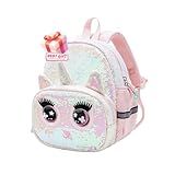 Sparkling Unicorn Backpack, Cute Sparkly Backpack, eyes can move, Adjustable Beling bag(Small backpack, Pink)
