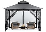 MASTERCANOPY Outdoor Garden Gazebo for Patios with Stable Steel Frame and Netting Walls (9x9,Dark Gray)