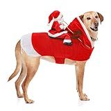BWOGUE Santa Dog Costume, XX-Large Dog Christmas Outfit, Riding Pet Clothes