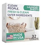 The Clean People Laundry Detergent Sheets - Laundry Soap - Ultra Concentrated, Recyclable Packaging, Stain Fighting - Fresh Scent, 32 Pack