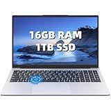 Pryloxen 15.6" FHD IPS Laptop Computer, 16GB Dual RAM 1TB SSD, Win 11 Pro, Full-Function USB-C, USB 3.0/2.0, HDMI, Backlit Keyboard, Fingerprint Reader, Privacy Webcam, Dual Core 4T Processor, Silver