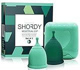 SHORDY Reusable Menstrual Cup (Small & Large) Set of 2 with Box, Medical Grade Silicone, Copa Menstruelle, Period Cup, Heavy & Light Flow, Feminine Hygiene, Tampons, Pads & Disc Alternative for Women