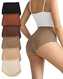 COMENOLE Seamless Underwear for Women High Waisted No Show Panties, Soft Stretch Full Coverage Tummy Control Briefs 6 Pack