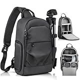 TAAOKA Camera Sling Bag for Photographer– Water Resistant Crossbody Camera Bag with Fast Access Pockets, Thick Shockproof Photography Backpack with Tripod Holder, DSLR camera bag for Nikon/Sony/Canon