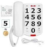 Large Number Phones for Seniors, Big Button Land Line for Seniors, 110dB+ Ringer Volume & 80dB+ Earpiece Volume, High Volume Phone, Hearing & Visually Impaired Telephone Landline Phones for Elderly