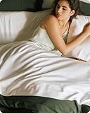 Bedsure 100% Organically Grown Bamboo Viscose Sheets - 18 Inches Deep Pocket Sheets with Elastic Corner, Queen Sheet Set, Ultra-Soft, Silky & Cooling Bedsheets, Oeko-Tex, 4 Pieces, Ivory