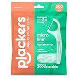 Plackers® Micro Line® Floss Picks - Intense Mint, Floss Fiber Made Without PTFE, 300 Count