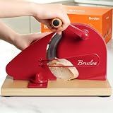 Brvclon Manual Bread Slicer Adjustable Thickness, Hand Crank Bread Slicer for Homemade Sourdough Bread with Scale Line & Suction Cup & Metal Guide,Quality Solid Wood Base