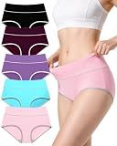 Cotton Underwear for Women High Waisted Briefs Full Coverage Panties 5 Pack