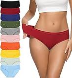 Eiggam Ladies Cotton Bikini Panties, High-Cut Full Coverage Stretch Cool Soft Womens Underwear Packs - 10 Pack, M