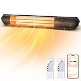 Outdoor Heaters For Patio with App Control, 1500W Electric Infrared Heater with 10 Speeds & 12H Time for Patio Greenhouse Garage Outdoor