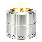 FIRCPIT Smokeless Firepit Bonfire 20", Outside Wood Burning Metal Stove Stainless Steel Fire Pit with Carry Bag, Portable Camping Propane Patio Backyard, Easy Setup & Cleaning (Silver Without Hallow)