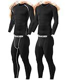 TELALEO 2 Set Mens Thermal Underwear Fleece Lined Long Johns 4 Pcs Base Layer Shirts Pant for Cold Winter Weather XL
