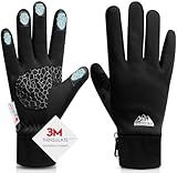 Bruvoalon Winter Gloves for Women & Men, 3M Thermal Insulation, Lycra Fabric, Touchscreen, Anti-Slip, Black, M