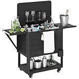 Outsunny Patio Cooler with Wheels, 104 Quart Large Capacity Rolling Ice Chest with Bottle Opener and Shelves, Outdoor Beverage Bar Cart with Handles for Pool Deck BBQ Cookouts Party, Black