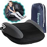 Hiccapop UberBoost Inflatable Booster Car Seat | Blow up Narrow Backless Booster Car Seat for Travel | Portable Booster Seat for Toddlers, Kids, Child | Black/Gray