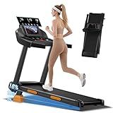 CURSOR FITNESS 16% Incline Treadmills for Home Small with 3 LED Displays, 3.0HP Foldable Walking Pad Treadmill Up to 400LBS Capacity, Portable Treadmill 0.6-7.0MPH Sleek Black