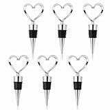 6 Pcs Cute Reusable Heart Shape Wine Bottle Stoppers - Silver, Champagne, Beer