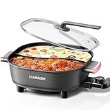 Stariver 6L Electric Hot Pot with Divider, 1300W, Dual-Flavor Pot for Two Broths, 5-Temp Control & Non-Stick Coating, Electric Pot for Shabu Shabu, Fondue, Perfect for Family Gatherings & Parties