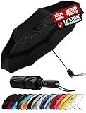 Windproof Travel Umbrella - Compact & Withstands Winds up to 100MPH, Strongest Premium Auto Folding Umbrella for Rain and Sun - Durable, Light & Portable for Women & Men, Fits Backpack & Cars