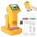 LENGTOUQ 1600X Kids Microscope, Detachable Microscope for Kids Handheld Mini Digital Microscope with Photo Video Function, Rechargeable Educational Toys with 64GB, 6 Slides and Easter Gifts for Kids