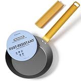 stackbear Carbon Steel Frying Pan 8 Inch, Nitrided Carbon Steel Breakfast Skillet, Preseasoned Rust Resistant Cookware, Induction & Oven Safe