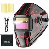ANDELI Newest Auto Darkening Welding Helmet with Light-FULL DIGITAL FILTER,Rechargeable Battery True Color Welding Hood, Wide Shade 3/5-9/9-13 for Weld CUT GRIND LOCK