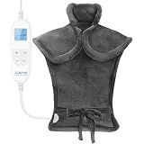 RENPHO Electric Heating Pad - 6 Heat Levels for Neck Shoulder and Back, Birthday Gifts for Women Men Mom Dad, Weighted Pad for Snug Fit, ETL Safety Certified, FSA Eligible, 24"x33" Gray