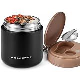 eedabros 15.2 oz Kids Thermo Food Jar for Hot Food & Soup with Spoon, Black