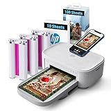HP Sprocket Studio Plus 4x6 Wireless Instant Photo Printer, 118 Sheets + 3 Cartridges, Wi-Fi, Premium Dye Sublimation, Compact Home Use, Prints Vibrant Color Pictures, Editing App for Fun Photos