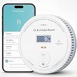 WiFi Smoke Detector Carbon Monoxide Detector Combo, Smart Smoke & CO Alarm with LED Display, 85dB Audible and Visual Alert, 10-Year Battery and Sensor, App Monitoring for Home